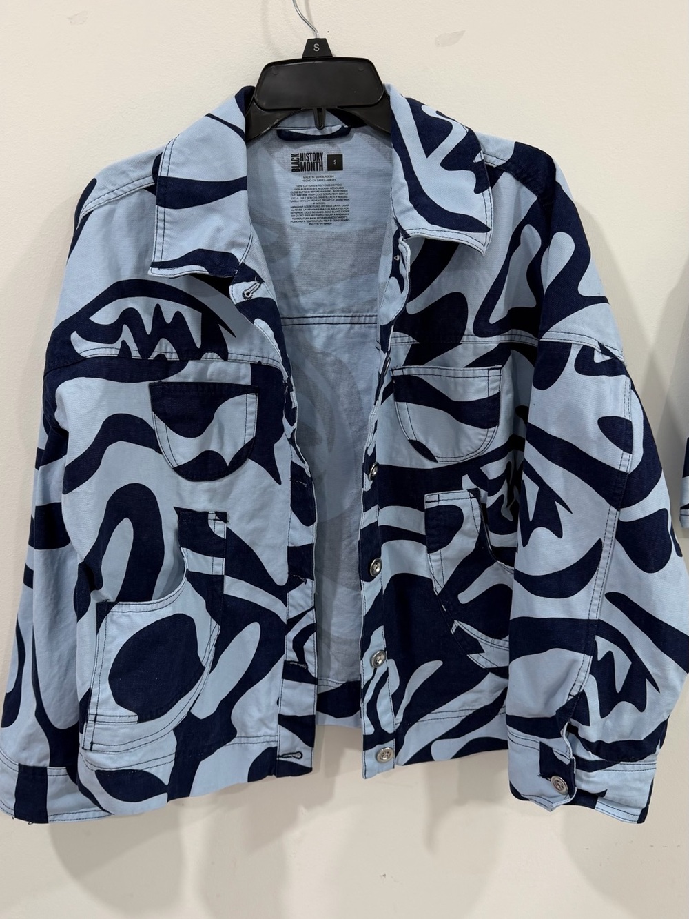 Abstract Print Blue Painter Jacket - Unbranded